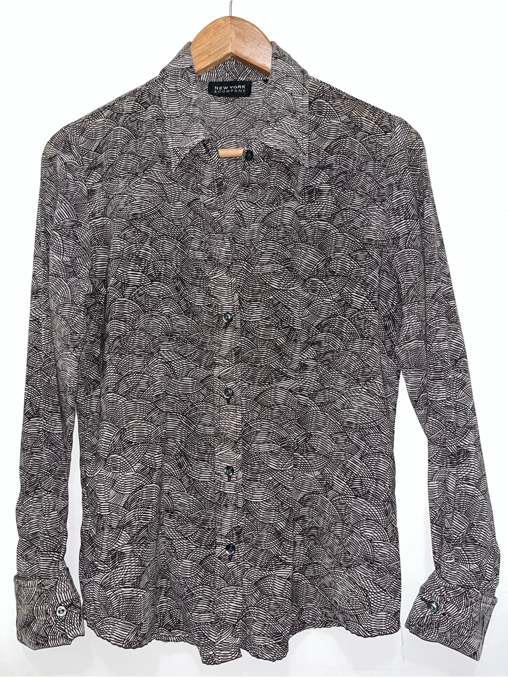 Patterned Button-Down Shirt - Brown